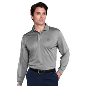 Monterey Club Microfiber Solid matching knit collar Long Sleeve Polo Shirt
