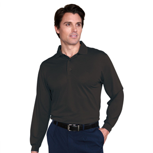 Monterey Club Solid matching knit collar Long Sleeve Polo Shirt