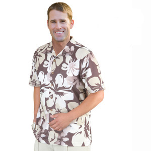 Monterey Club Hawaiian Texture Print Camp Shirt
