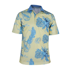 Monterey Club Shadow Leaf Print Polo Shirt