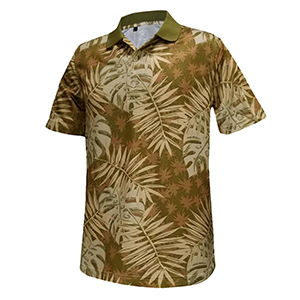 Monterey Club Forest Leaves Print Polo Shirt