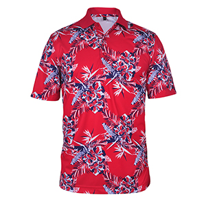 Monterey Club Jungle Hawaiian Print Polo Shirt