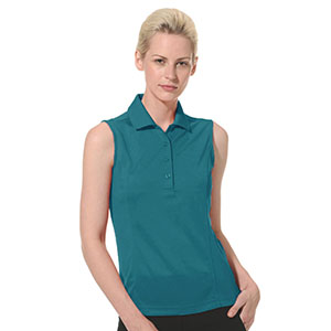 Monterey Club Solid matching knit collar Sleeveless Polo Shirt