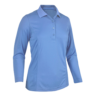 Monterey Club Solid matching knit collar Long Sleeve Polo Shirt