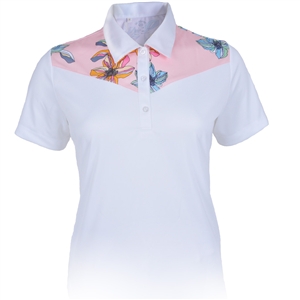 Monterey Club Peony Print Contrast Polo Shirt
