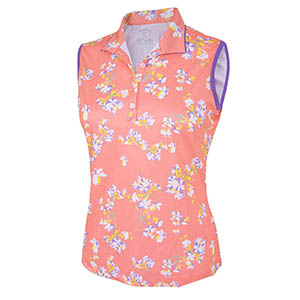 Monterey Club Cherry Blossom Print Texture Sleeveless Top