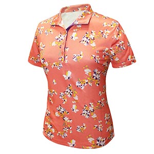 Monterey Club Cherry Blossom Print Texture Polo Shirt