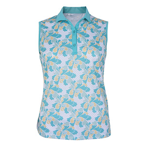 Monterey Club Cherry Blossom Print Texture Sleeveless Top