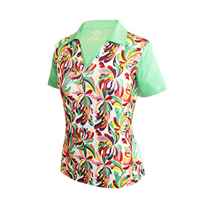 Monterey Club Fountain Floral Print Block Polo Shirt