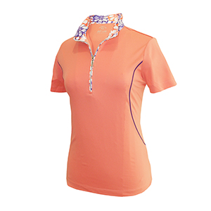 Monterey Club Daisy Stamp Contrast Sleeveless Zip Top
