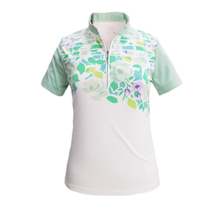 Monterey Club Blossom Print Contrast Zip Top