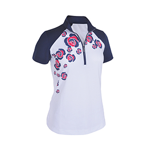 Monterey Club Wild Rose Stamp Contrast Polo Shirt