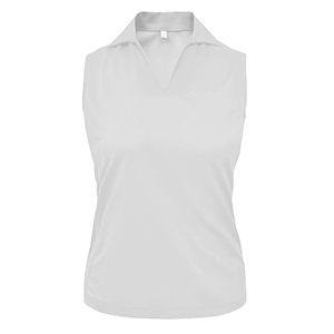 Monterey Club Polyester 97%/Spandex 3% Pique,Solid matching self-fabric collar V-neck placket Sleeveless Polo Shirt,

