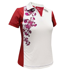 Monterey Club Dianthus Print Contrast Polo Shirt