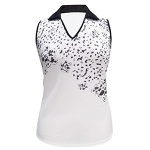 Monterey Club Kaleoscope Print Contrast Sleeveless Polo