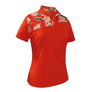 Monterey Club Tropical Print Colorblock Polo Shirt
