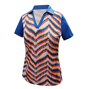 Monterey Club Jagged Zebron Print Block Polo Shirt