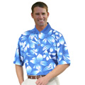 Monterey Club Hawaiian Texture Print Polo Shirt